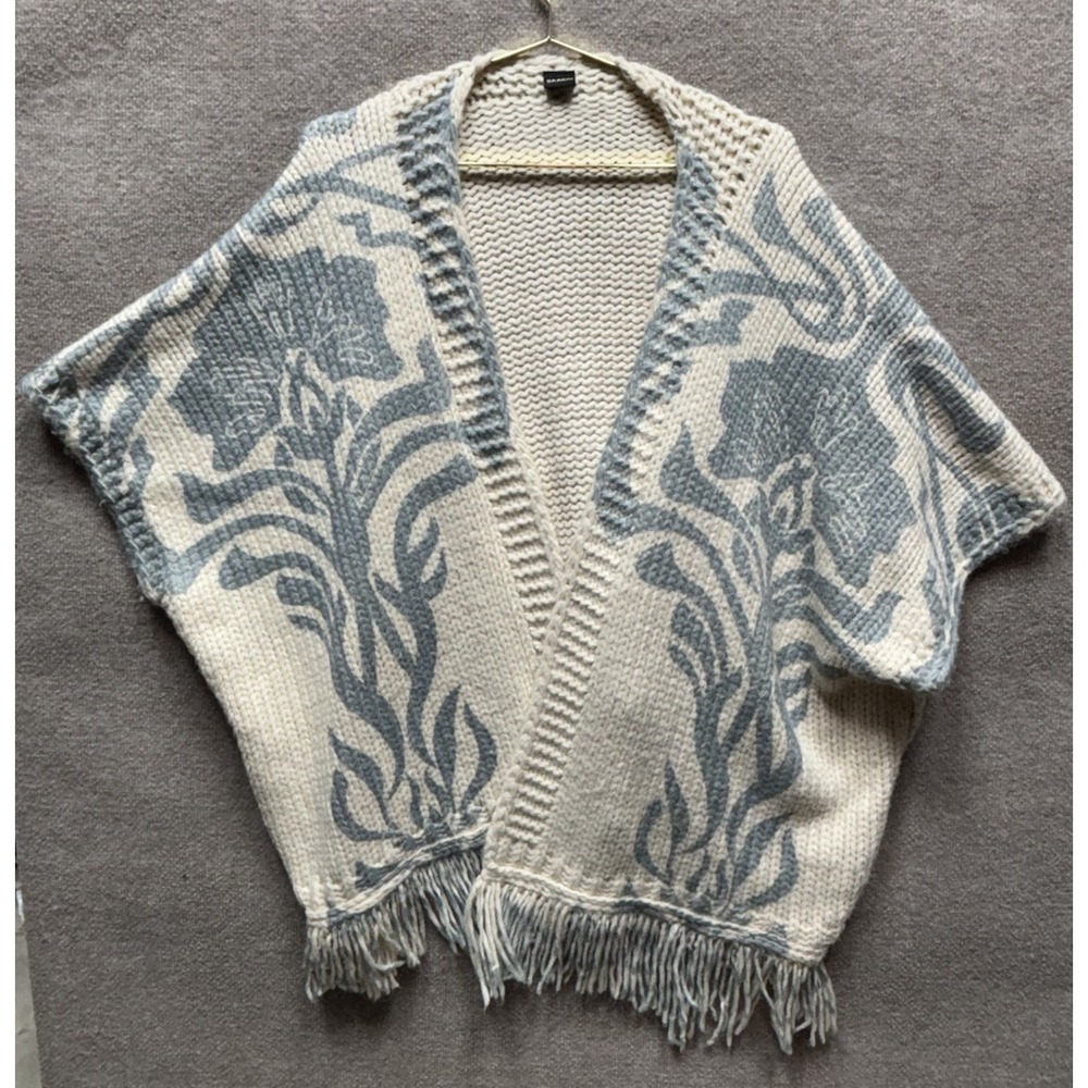 SAACHI Chunky Knit Cardigan Cape Open Cardigan Fringe‎ One size Oversized EUC